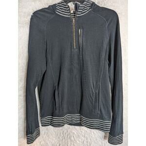 LuluLemon 1/4 Zip Hoodie Pullover Men's Medium Blue Striped Organic Cotton